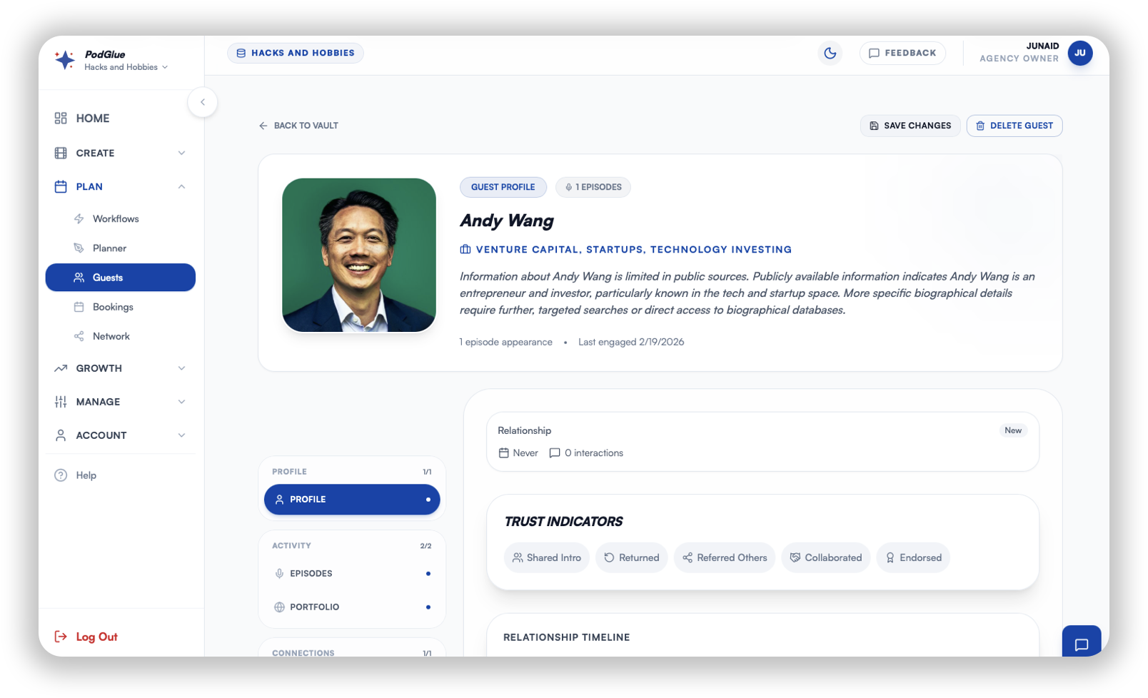 Guest portal — share-ready assets for every podcast appearance